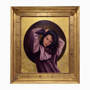 Massimiliano De Winter, Seduction Golden Portrait, 1980s, Oil on Canvas, Framed
