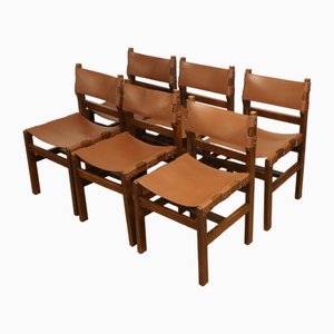 Vintage Stühle aus Leder & Holz von Maison Regain, 1960er, 6er Set