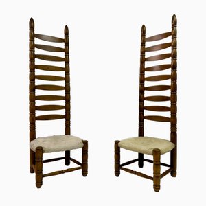 Tall Ladderback Chairs, 1960s, Set of 2
