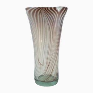 Zebra Striped Design Glass Vase, 1960s