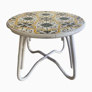 Spanish Auxiliar Round Table with Tiles