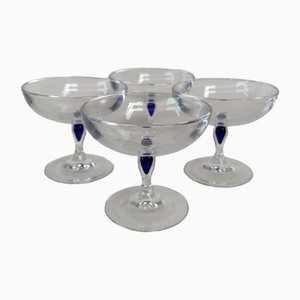 Bicchieri da champagne vintage in cristallo, anni '70, set di 4