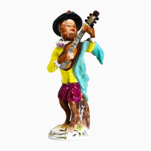Figura de porcelana de la serie Monkey Band, guitarrista, fábrica Volkstedt, Alemania, años 40