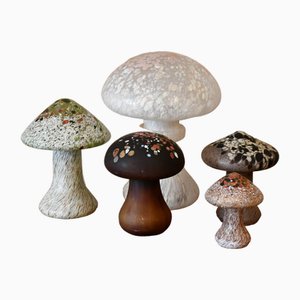 Art Glass Mushrooms by Monica Backström for Kosta, 1970s, Set of 5
