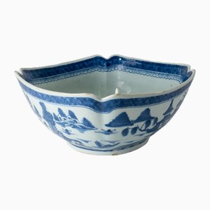 Chinese Export Blue and White Canton Salad Bowl, 1890s