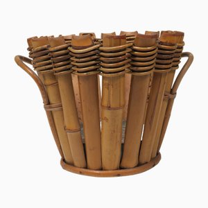 French Bamboo Cache Pot, 1950s