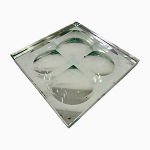 Quadratische Italienische Vintage Schale aus Kristallglas, 1950er