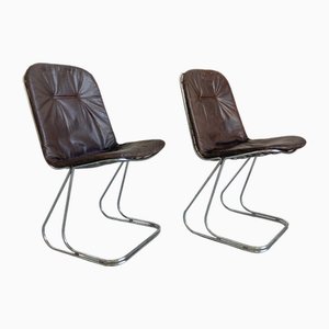 Vintage Chairs in Leather, 1960s, Set of 2
