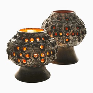 Lámparas de mesa brutalistas suecas de cerámica de Bruno Karlsson