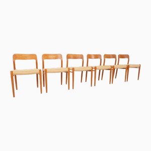 Teak Model 75 Dining Chairs by Niels Otto Møller for J.L. Møllers, 1950s, Set of 6