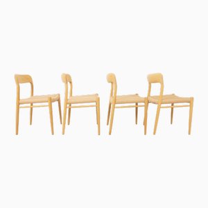 Model 75 Oak Dining Chairs by Niels Otto (N. O.) Møller for J.L. Møllers, Set of 4