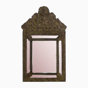 Specchio con perle di rame in rilievo su legno, fine XIX secolo