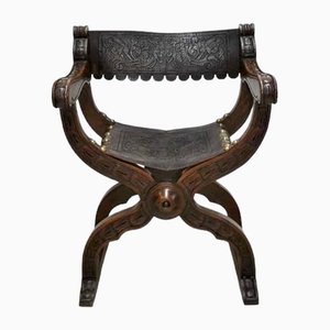 Spanischer Jamuga Sessel aus Holz & Leder
