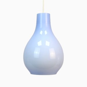 Italian Ceiling Lamp in Vintage Blue Opaline, 1960s