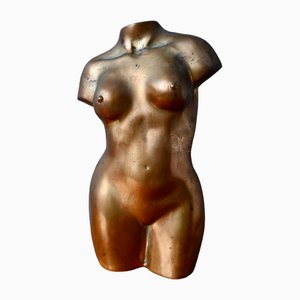 Busto de mujer de latón dorado, años 40