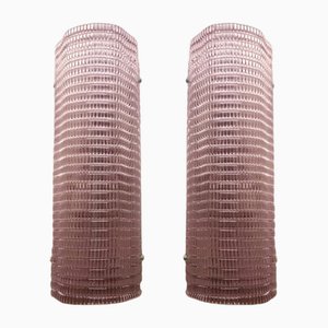 Diamanted Pink Rectangular Murano Glass Wall Sconce by Simoeng, Set of 2