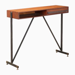Vintage Console in Teak, Metal & Brass, Italy, 1960s