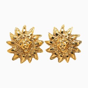 Lion Motiff Clip-On Earrings from Chanel, Set of 2