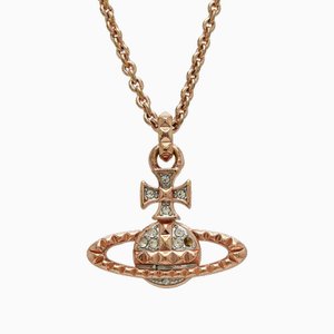 Orb Motif Necklace Pendant Brass Rhinestone Pink Gold from Vivienne Westwood