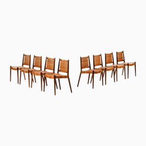 Dining Chairs in Rosewood and Woven Cane attributed to Steffan Syrach-Larsen, 1960s, Set of 8
