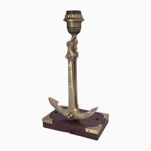 Marine Table Lamp with an Anchor in Gold-Colored Brass, France, 1960s