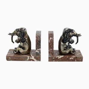Art Deco Bookends with Elephants, 1930s, Set of 2
