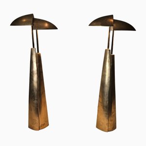 Large Brass Ara Table Lamps by Mies & Van Gessel, the Netherlands, 1990s, Set of 2