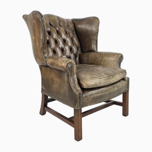 Brown Leather Library Armchair