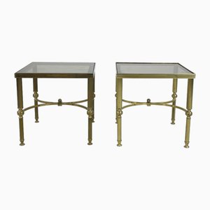 Small Square Brass and Glass Coffee Tables, 1960s, Set of 2