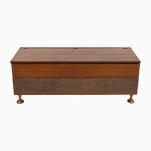 Mid-Century Chest in Wood and Copper attributed to Santambrogio & De Berti, Italy, 1960s