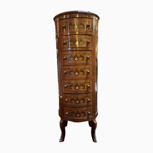 French Round Carved and Inlay Tallboy