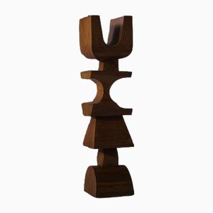 Escultura de tótem abstracta de madera de Nero Ceccarelli, Italia, años 70