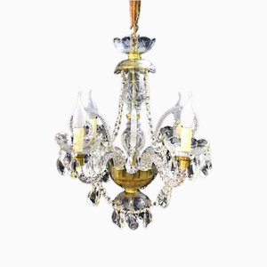 Small Vintage Venetian 4-Light Crystal Chandelier, 1980s