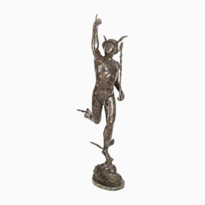 Escultura vintage grande de bronce de Mercury Hermes, siglo XX