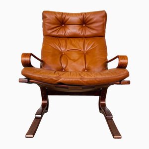 Mid-Century Scandinavian Oddvin Rykken Cognac Leather Chair, 1970s