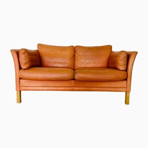 Mid-Century Danish 2 Seater Light Cognac Leather Sofa from Mogens Hansen