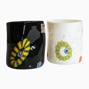 Vasos de ébano y marfil de Maryana Iskra para Ribes the Art of Glass. Juego de 2