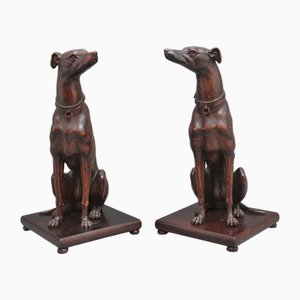 Early 20th Century Carved Oak Greyhounds, 1920s, Set of 2
