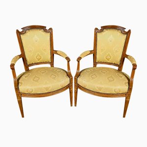 Late 19th Century Louis XVI Cabriolet Armchairs in Beech, Set of 2