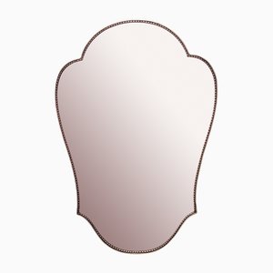 Vintage Brass Shield-Shaped Beveled Wall Mirror, 1950s