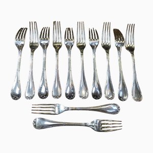 Silver-Plated Forks Rubans Model from Christofle, Set of 12