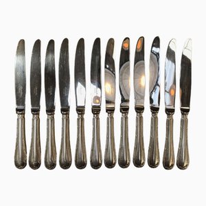 Large Silver-Plated Knives Rubans Model in Silver Metal from Christofle, Set of 13