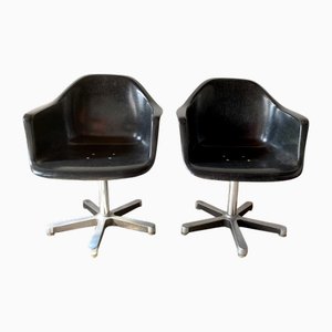 Mid-Century Fiberglass Lounge Chairs in Anthracite from Olymp, Set of 2