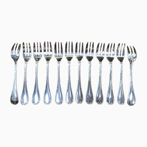 Silver-Plated Cake Forks Rubans Model from Christofle, Set of 12