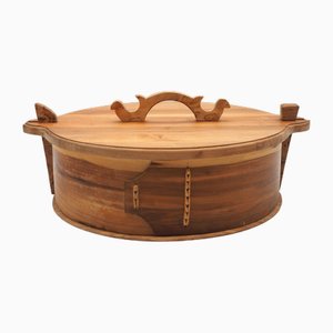 Vintage Swedish Traditional Handmade Wooden Breadbox, 1989