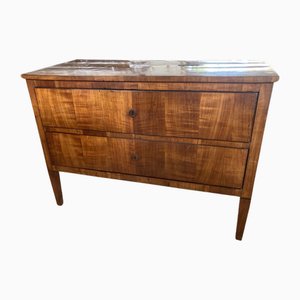 Italian Walnut Neoclassical Chest of Drawers with Walnut Bookmatched Veneer