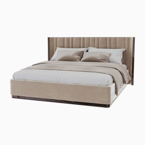 Saga 125 Italian Curved Bed in Velvet Fabric from Kabinet