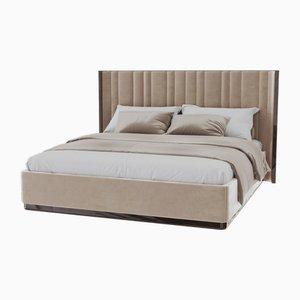 Saga 140 Italian Curved Bed in Velvet Fabric from Kabinet