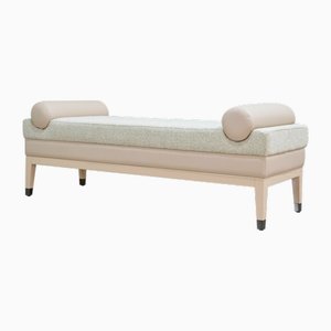 Italian Bench in Quinoa Fabric and Beige Leather from Kabinet