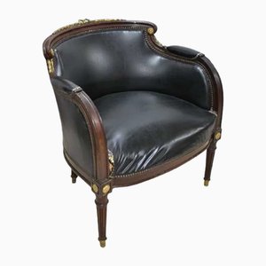 Antiker Louis XVI Stuhl aus Mahagoni & Leder